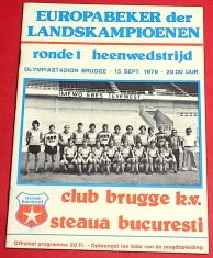 Program (rar) meci fotbal CLUB BRUGGE - STEAUA BUCURESTI (15.09.1976) foto