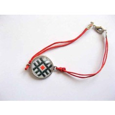 Bratara simpla, culori rosu si negru, motiv traditional, bratara femei 29651