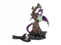 Statueta cu led dragon Zbor in Padure 17 cm foto