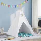 vidaXL Cort tip teepee pentru copii cu geantă piersică și bile de joacă alb