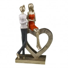 Statueta decorativa, Doi indragostiti stand pe o inima, 23 cm, 1856H