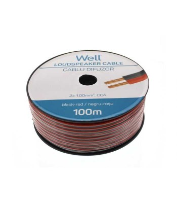 Cablu difuzor rosu/negru 2x1 mmp CCA Well LSP-CCA1.00BR-100-WL foto