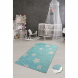 Covor antiderapant pentru copii Stars Blue 150x200 cm, Chilai Home