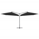 VidaXL Umbrelă de soare dublă, st&acirc;lp din oțel, negru, 250 x 250 cm