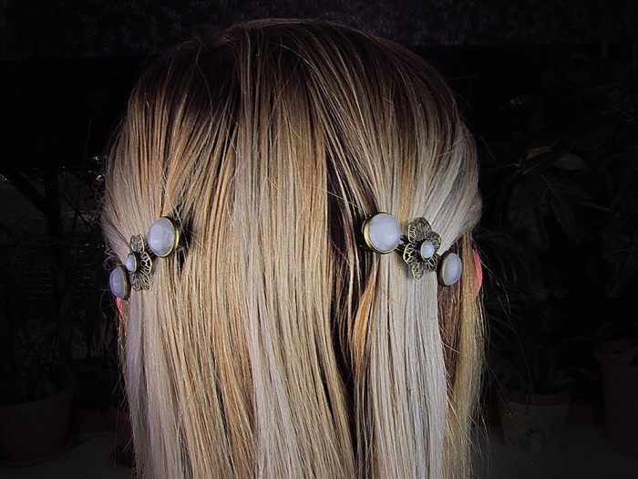 Set clame de par cu cuart roz