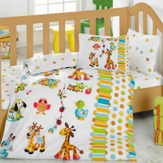 Set de dormit copii Cotton Box 129CTN2048, 100% bumbac, Ranforce (57 fire/cm2), 4 buc, Plic 100x150 cm, Cearceaf 100x150 cm, 2 Fete de Perna, Multicol foto