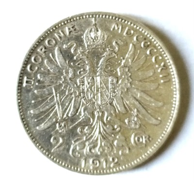 AUSTRIA 2 COROANE 1912 KRONE KRONEN ARGINT XF AUNC foto