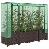 vidaXL Strat &icirc;nălțat cu husă de seră, aspect ratan, 160x40x138 cm 4015802