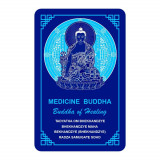 Card feng shui din plastic buddha medicine cu floare de lotus 2024