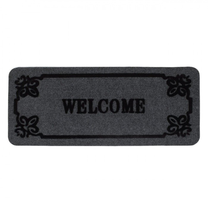 Covoraș Intrare, Welcome, Mocheta, Gri, 60x25cm