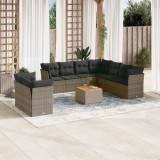 Gossi set mobilier de gradina cu perne, 10 piese, gri, poliratan