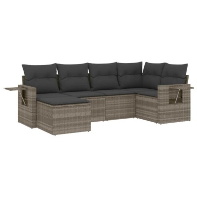 Set canapele de gradina cu perne, 6 piese gri deschis poliratan foto