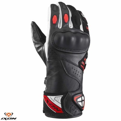 Manusi barbati pentru scuter - motocicleta Racing vara piele Ixon model Thund MS culoare: negru/rosu/alb &amp;ndash; degete tactile S (7/8) foto