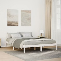 vidaXL Cadru pat foarte lung fără saltea alb 140x220 cm lemn masiv pin 852421