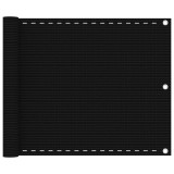 VidaXL Paravan de balcon, negru, 75x600 cm, HDPE