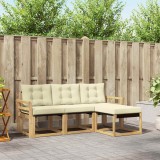 vidaXL Set Canapele Exterior 4 piese Alb Crem Lemn Acacia Perne Gradina