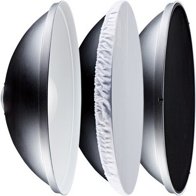 Reflector Beauty Dish argintiu cu grid 40.5cm - montura Bowens foto