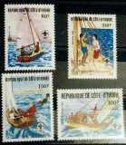 Cumpara ieftin Coasta de fildes 1982 nave cu p&acirc;nze, bărci serie 4v neștampilată