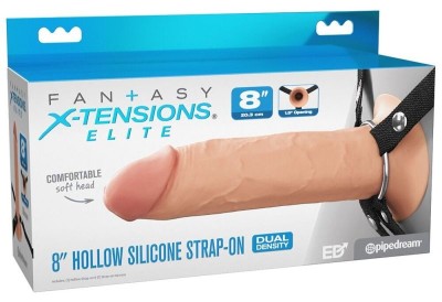 Strap-on cu extensie penis Hollow Silicone Strap-on 21.6cm foto