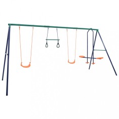 vidaXL Set de leagăne cu inele de gimnastică și 4 locuri, oțel