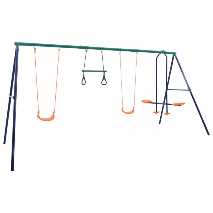 vidaXL Set de leagăne cu inele de gimnastică și 4 locuri, oțel
