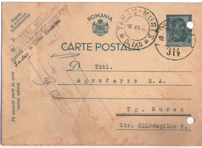 1939 - Ludus, intreg postal