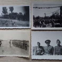 4 fotografii militari români, ceremonie, camioane - anii 1940