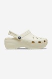 Crocs papuci Classic Platform Clog femei, culoarea bej, cu platforma 206750.BONE-CREAM