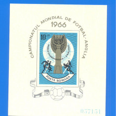 Romania 1966. LP 627/628, Campionatul Mondial de Fotbal, Anglia, bl 4 + colita