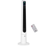 HOMCOM Ventilator Turn cu 3 Moduri și 3 Viteze cu Cronometru 12h, Ventilator de Podea ABS cu Telecomandă, &Oslash;32x118.2 cm, Alb | Aosom Romania