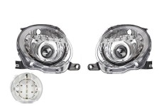 Set faruri tuning FIAT 500 (312), 03.2007-08.2015, Taiwan, partea stanga+dreapta, tip bec H1+LED+PY21W; manual; transparent, argintiu;