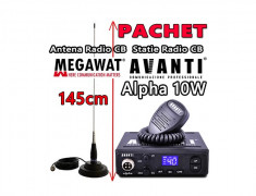 Pachet Statie Radio CB AVANTI Alpha 10W + Antena Radio CB Megawat ML145 cu Magnet Megawat 145PL foto