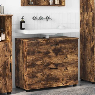 vidaXL Dulap de Baie Stejar afumat 76.5 x 35 x 64 cm Lemn compozit 883299 foto
