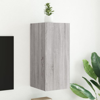vidaXL Comodă TV de perete cu lumini LED, gri sonoma, 30,5x35x70 cm 837242 foto