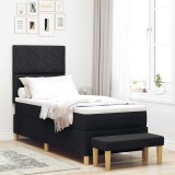 vidaXL Pat cu arcuri cu saltea cu headboard Negru 80 x 200 cm țesătură 3344333