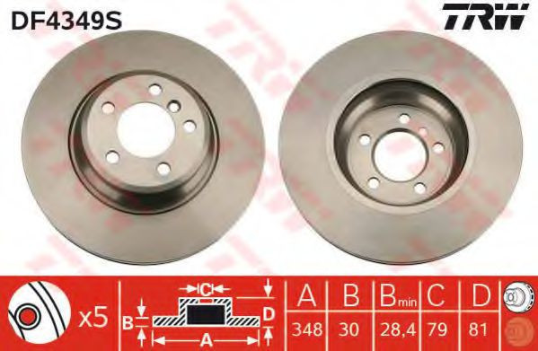 Disc frana BMW Seria 7 (E65, E66, E67) (2001 - 2009) TRW DF4349S