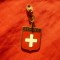 Breloc vechi (fara inel) Elvetia - Emblema , dim.=2cm ,metal si email
