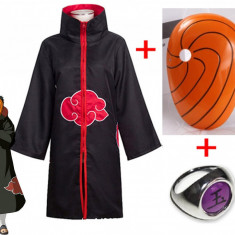 Costum Naruto Tobi Obito Uchiha: roba/pelerina + masca + inel Naruto (130-150cm)