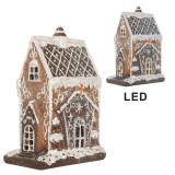 Cumpara ieftin Casuta Turta Dulce polirasina maro alba, led 15x9x20 cm