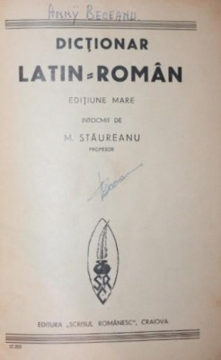 DICTIONAR LATIN-ROMAN foto