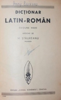 DICTIONAR LATIN-ROMAN foto