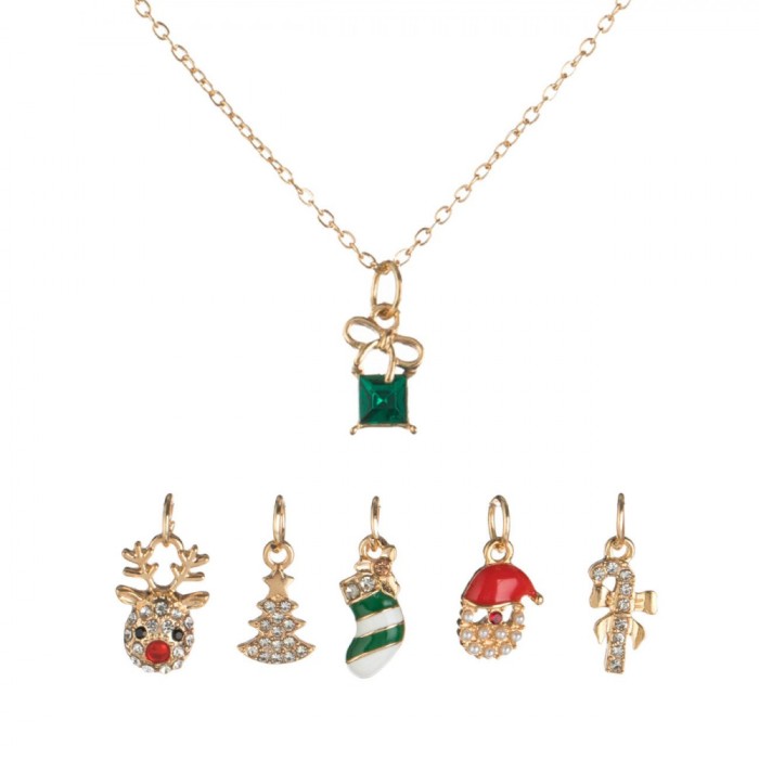Colier Bijuterii de Crăciun, Multicolor, Set 6 Farmece