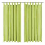 VidaXL Draperii micro-satin cu bride, 2 buc, verde, 140 x 225 cm