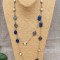 COLIER/LANT VINTAGE LUNG DIN METAL CU LAPIS LAZULI SI PERLE APA DULCE
