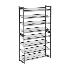 Raft pantofi cu 8 etajere ( 2 x 4 ) , Ajustabil, Metal, Negru
