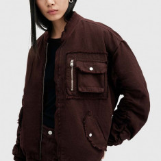 AllSaints geaca bomber RUE BOMBER femei, culoarea bordo, de tranzitie, W038OB