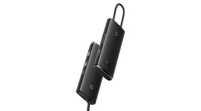 Baseus Lite Series HUB multifuncțional USB tip C - 2 x USB 3.0 / USB tip C PD / HDMI 1.4 / SD / TF negru (WKQX050101) foto