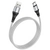 Cablu USB Hoco X50, USB-A la USB-C, 3A, 1m, Gri, Incarcare Rapida si Transfer Date