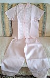 Pijama dama Vintage din bumbac cu broderie- Roz