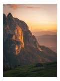 Tablou Canvas pe tema munților cu lumina aurie, 26 x 39 cm, CMCLASS